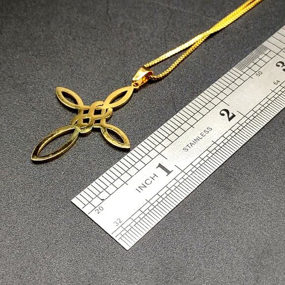 18k Gold Plated 925 Necklace w/ Celtic Cross Anniversary Birthday Boho Gift NEW